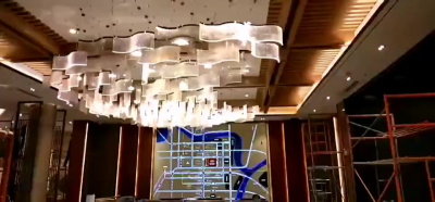 大型酒店售楼处大堂亚克力弯片艺术吊灯波浪形吊饰