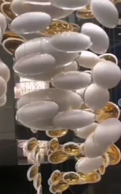 酒店商场售楼处荷叶琉璃玻璃瓦片椭圆形艺术吊饰